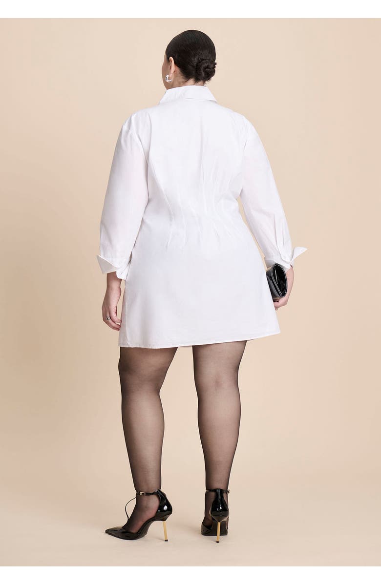 ELOQUII Embroidered Mini Shirt Dress, Alternate, color, Bright White