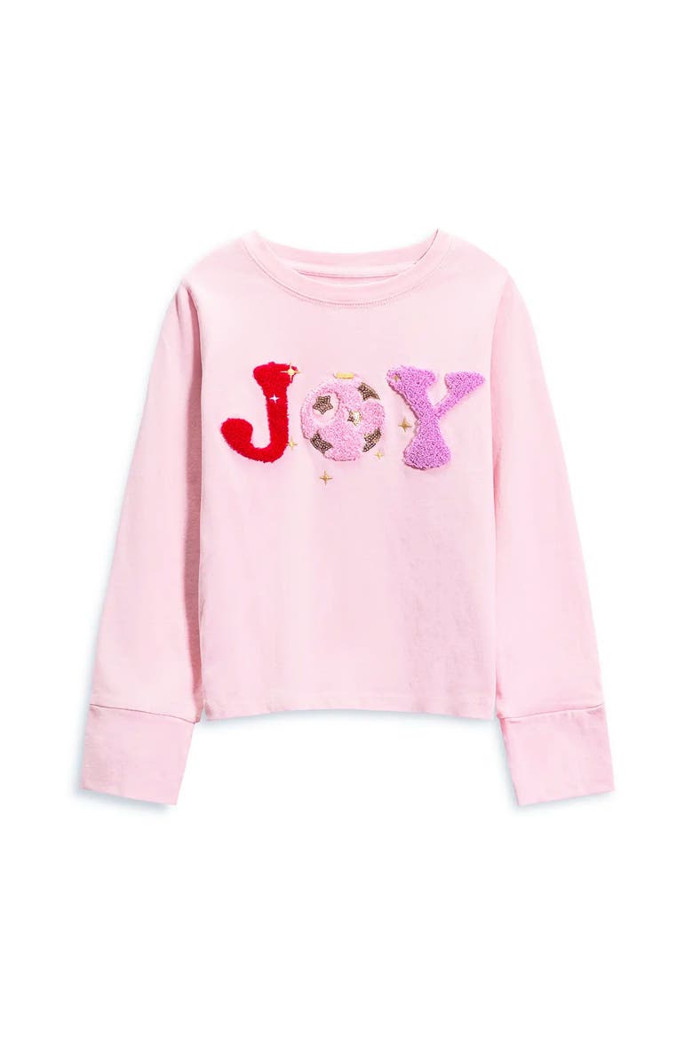 Preppy Goose Joy Applique Long Sleeve T-shirt, Alternate, color, Light Pink