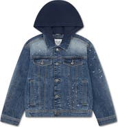 abercrombie kids Kids' Hooded Paint Splatter Denim Jacket