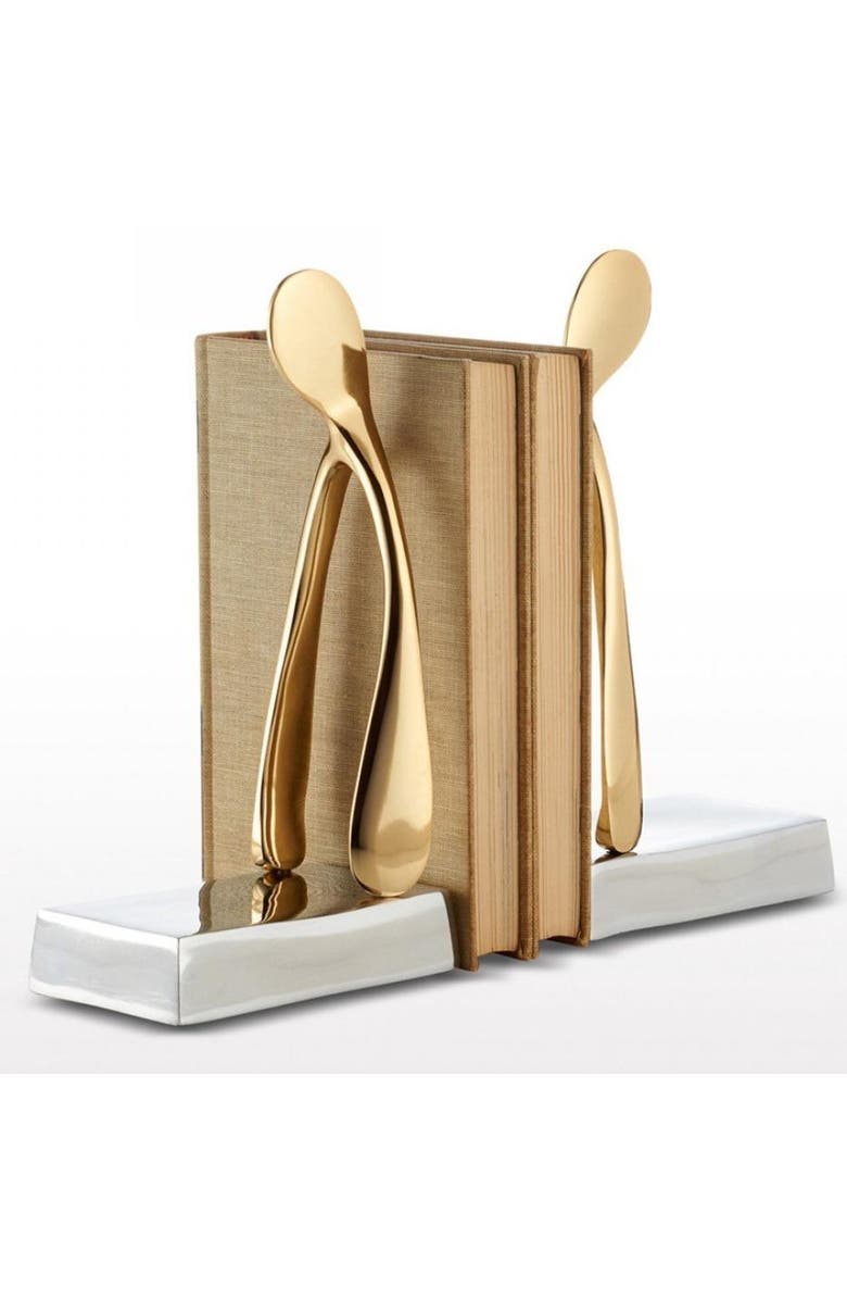 Lunares Wishbone Bookend Pair, Main, color, Gold