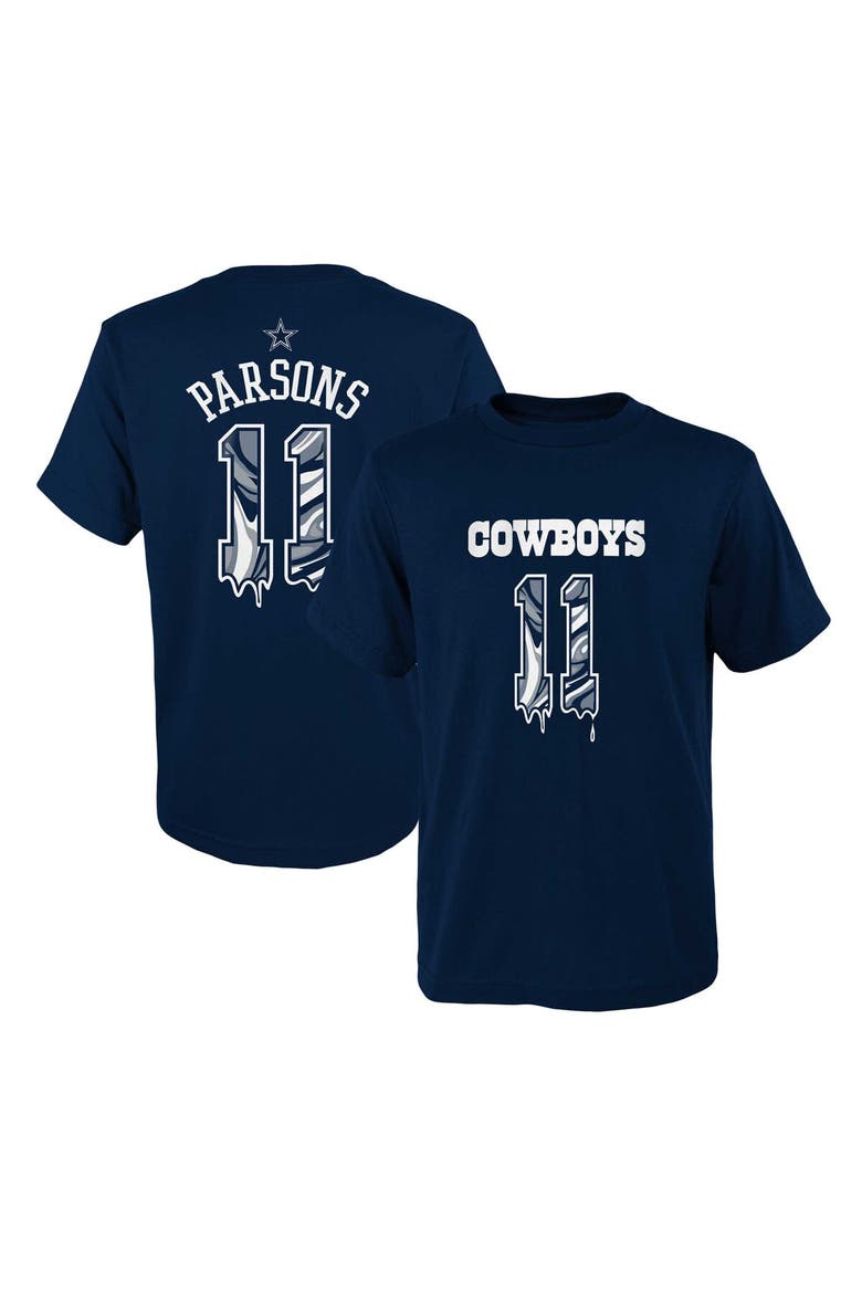 Youth Micah Parsons Navy Dallas Cowboys Mainliner Drip Player Name & Number T-Shirt, Alternate, color, Navy