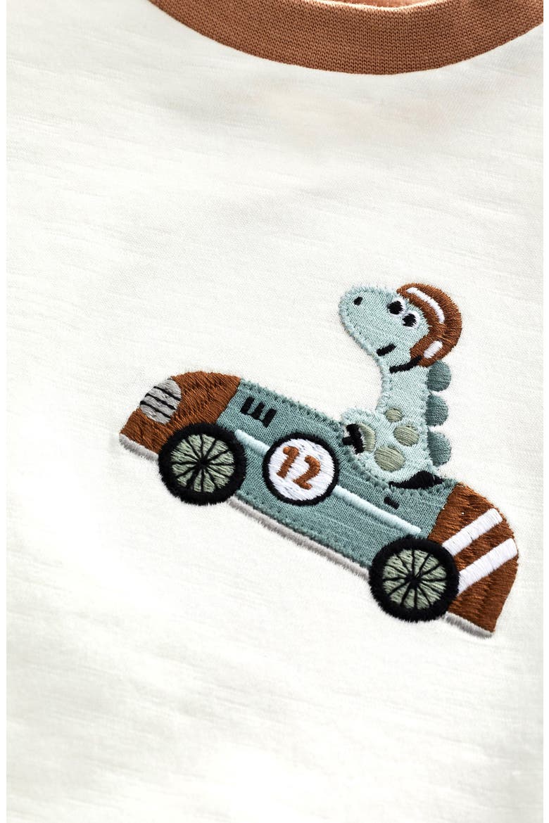 Kids' Dino Racer Appliqué Cotton Graphic T-Shirt, Alternate, color, WHITE