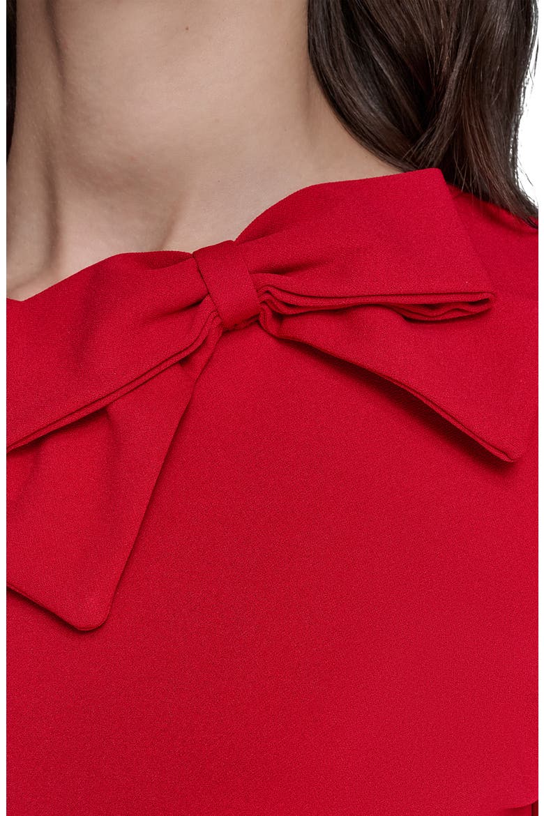 Bow Accent Scuba Crepe Sheath Dress, Alternate, color, ADMIRAL RED