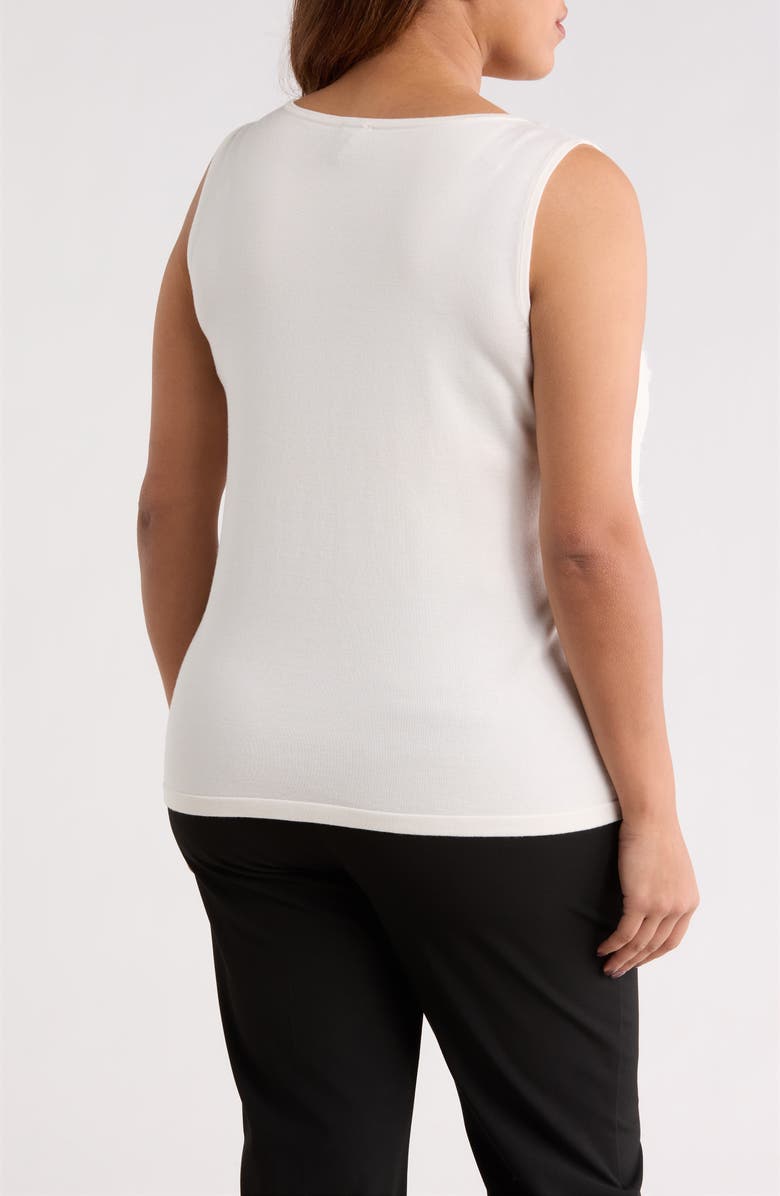 Anne Klein Organza Appliqué Sweater Tank, Alternate, color, White Dove