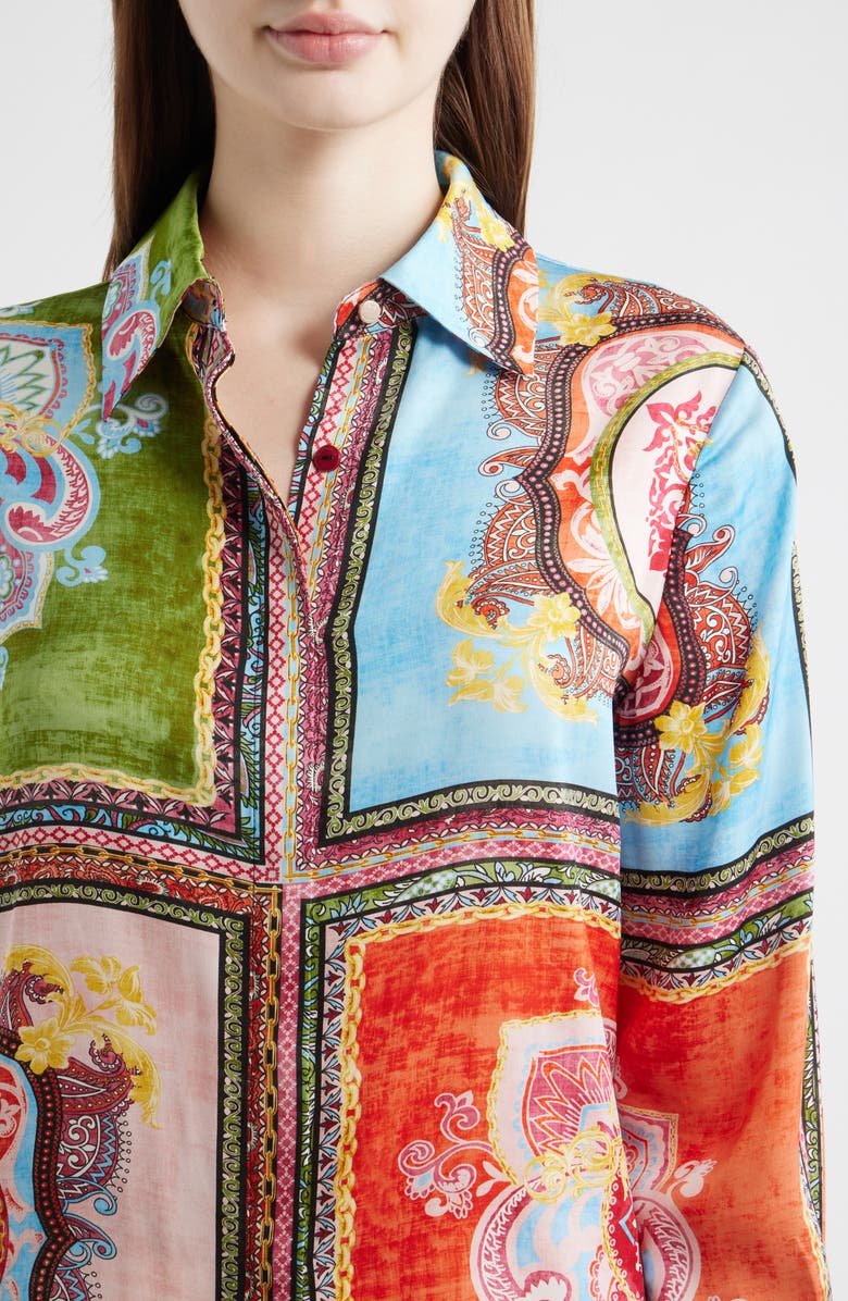 Elie Tahari Johanna Kaleidoscope Button-Up Shirt, Alternate, color, Kaleidoscope Print