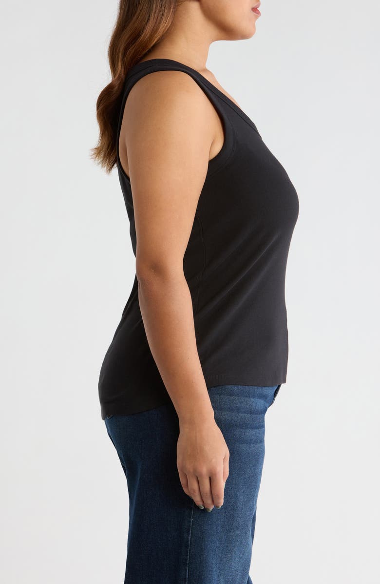 Caslon<sup>®</sup> Scoop Neck Rib Cotton Tank, Alternate, color, Black