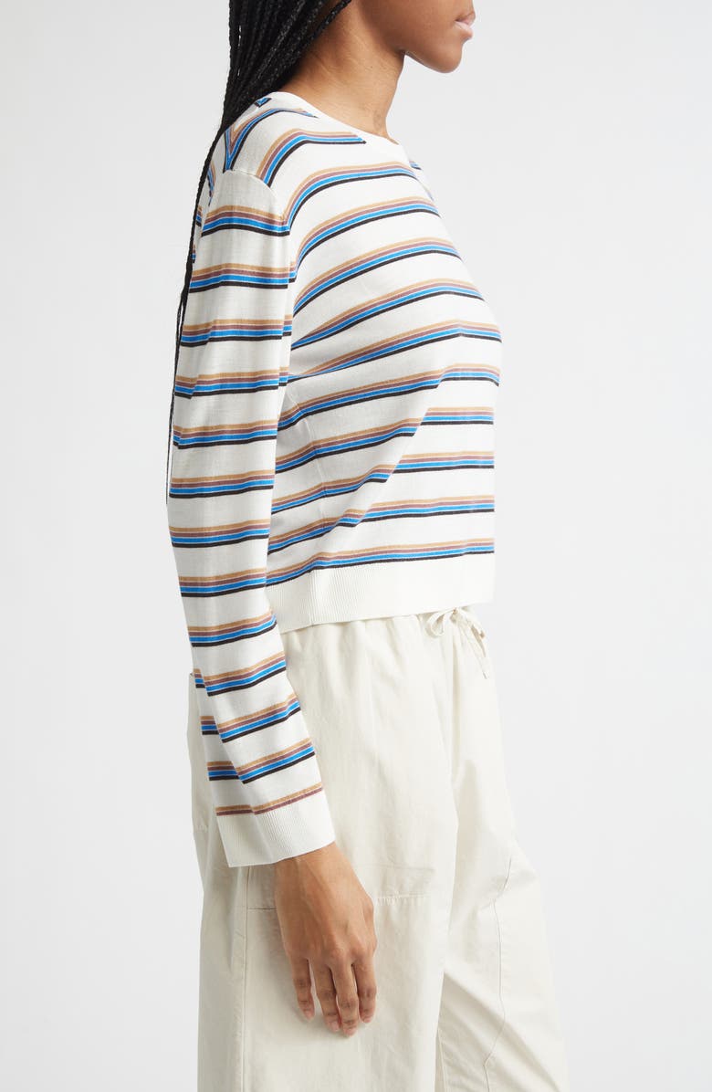 LESET James Stripe Merino Wool Crewneck Sweater, Alternate, color, Parch/Choco/Blue Stripe