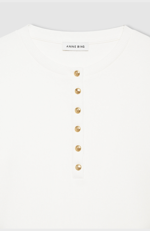 Anine Bing Alessia Long Sleeve Tee In White