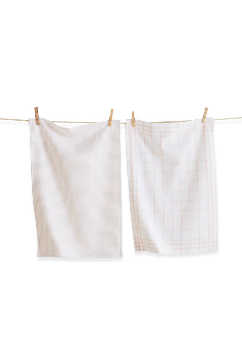 Classic BCotton Set of 2 Checked Solid Dishtowels, Main, color, Pink