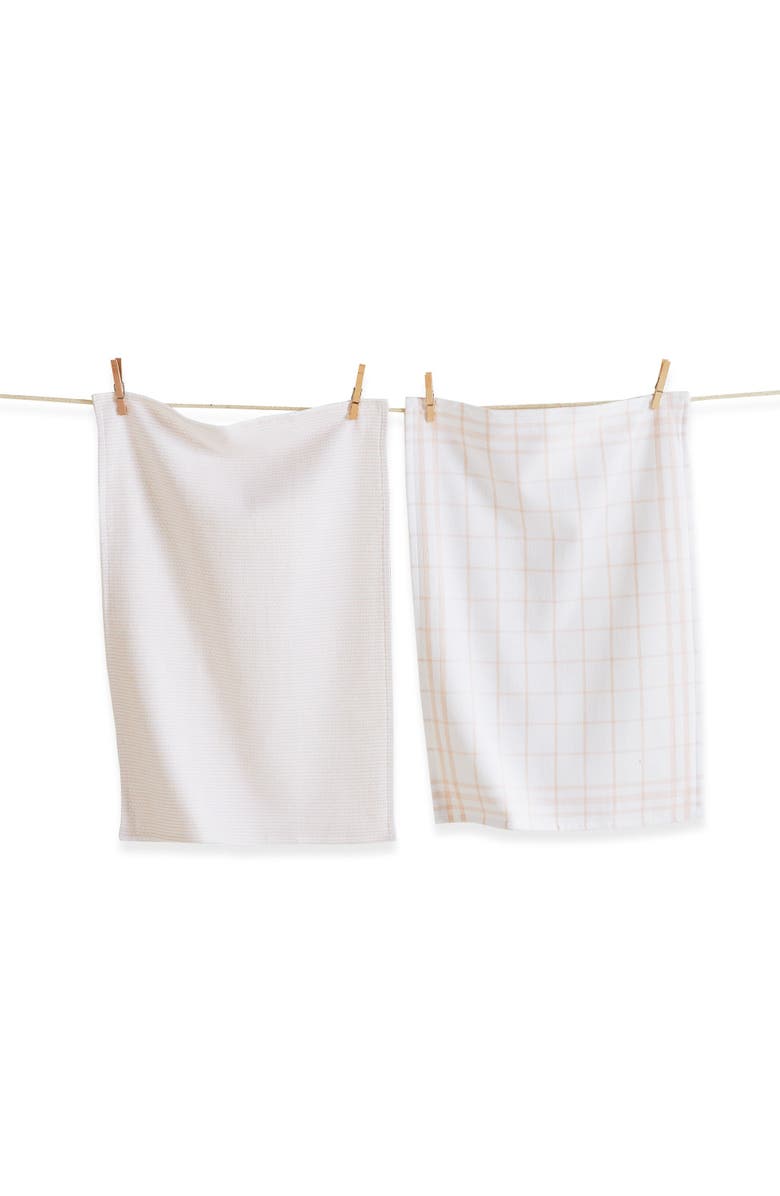 tag Classic Blush Cotton Set of 2 Checked Solid Dishtowels, Main, color, Pink
