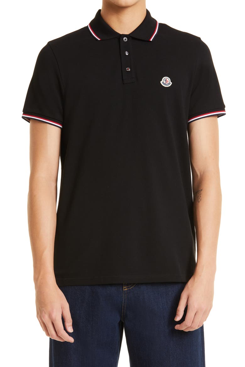 Tipped Piqué Polo, Main, color, BLACK