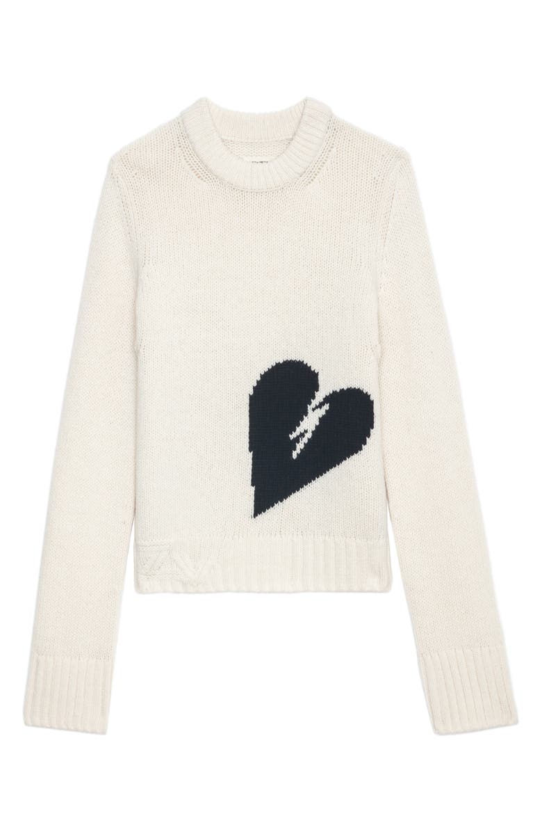 Zadig & Voltaire Malty Heart Intarsia Merino Wool Sweater, Alternate, color, 