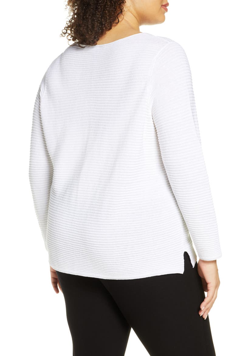 Horizontal Ribbed Organic Linen & Cotton Sweater, Alternate, color, WHITE
