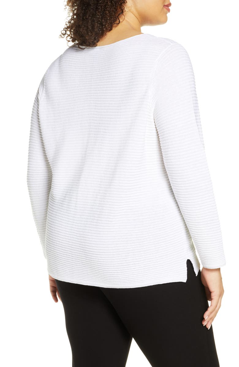 Eileen Fisher Horizontal Ribbed Organic Linen & Cotton Sweater, Alternate, color, 