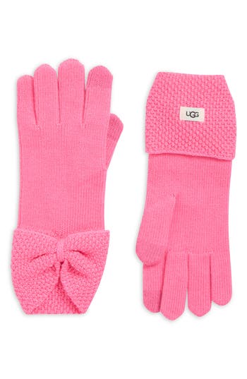 Ugg ® Bow Knit Gloves In Pink