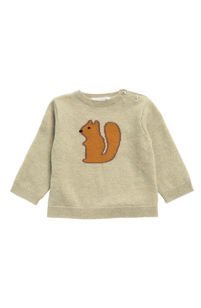 Bonpoint Kids' Intarsia Squirrel Merino Wool Sweater, Main, color,