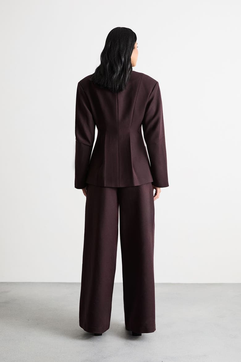 Premium Wide Leg Tailored Trousers, Alternate, color, Berry