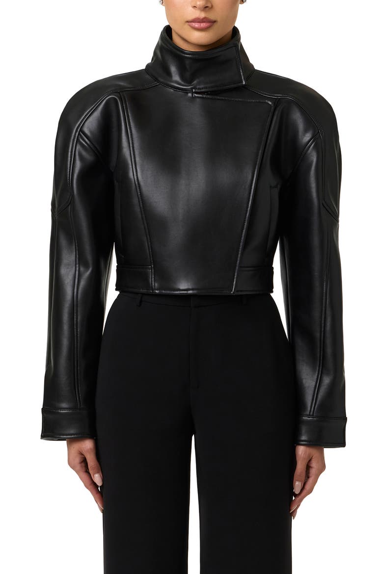 Faux Leather Moto Jacket, Main, color, BLACK