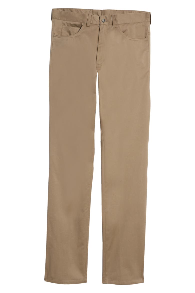 Charleston Khakis Flat Front Stretch Twill Dress Pants, Alternate, color, DK KHAKI