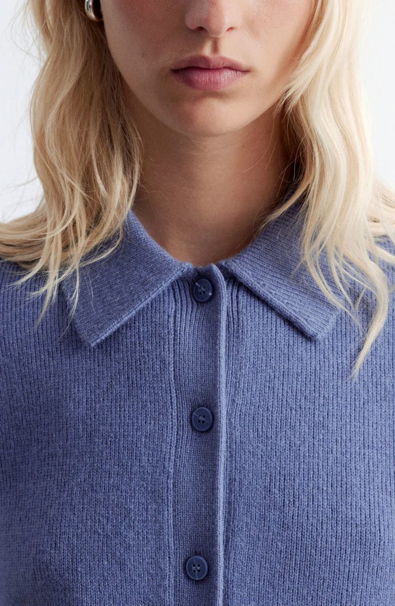 & Other Stories Short Sleeve Wool Blend Cardigan, Alternate, color, Blue Medium Dusty