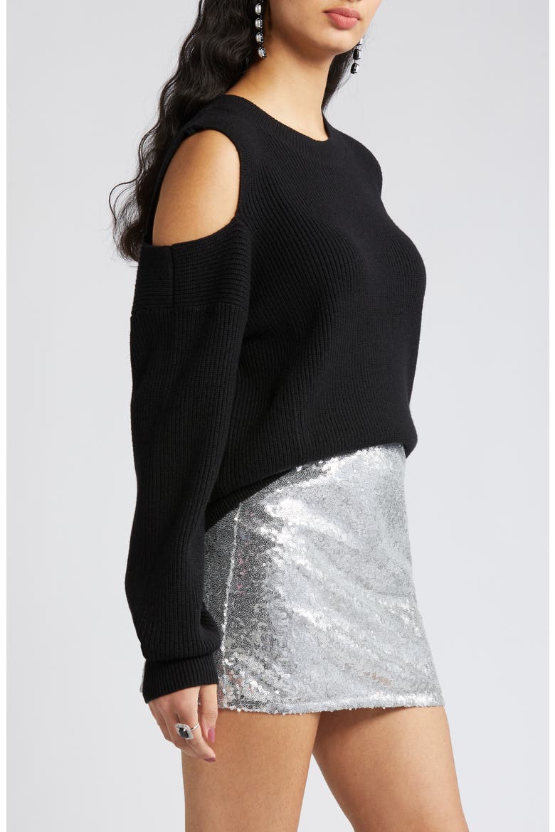 Cold Shoulder Sweater, Alternate, color, BLACK