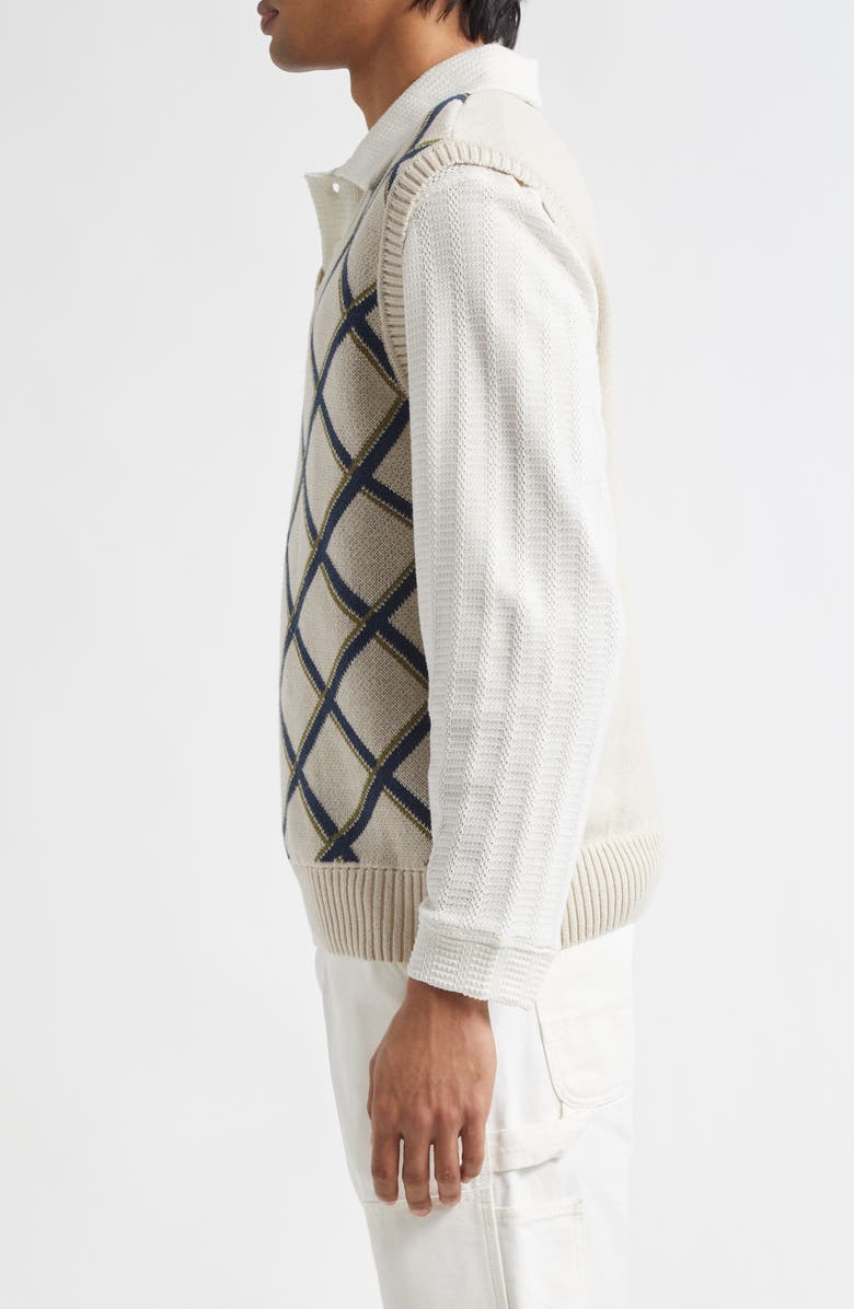 PALMES Net Argyle Sweater Vest, Alternate, color, Off White