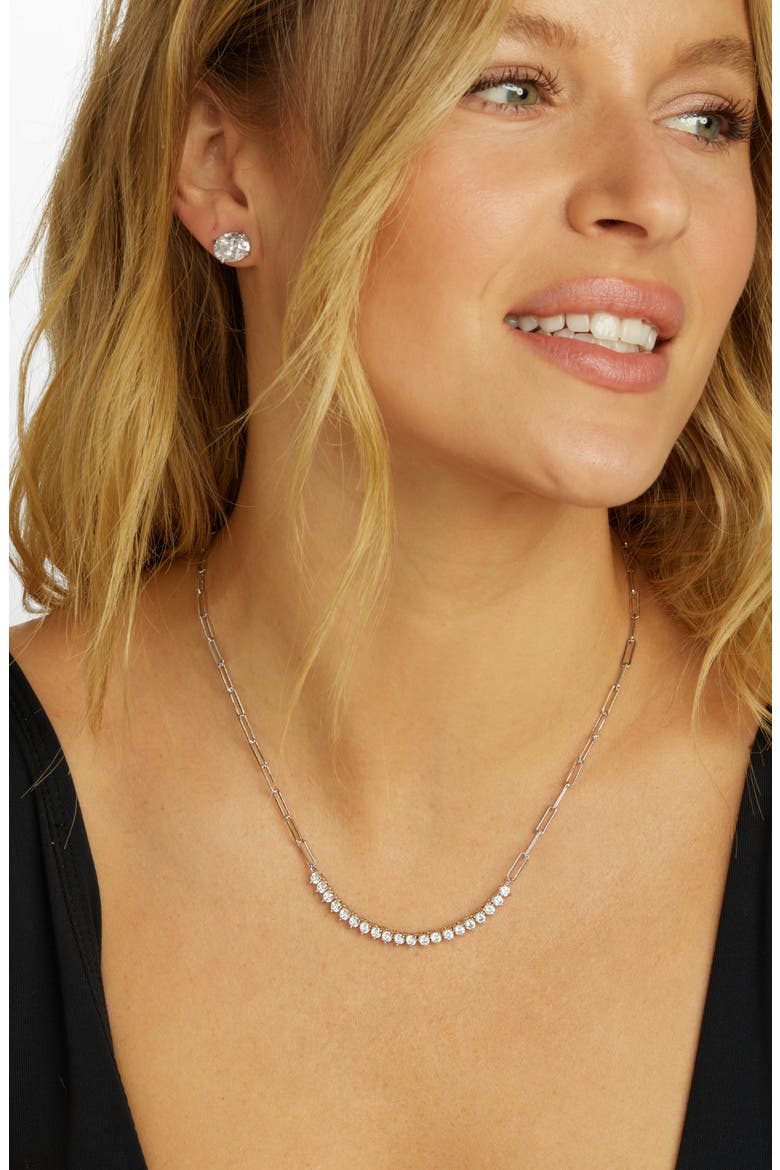Not Your Basic Cubic Zirconia Necklace, Alternate, color, SILVER-WHITE