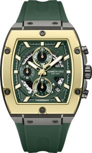 Kenneth Cole New York Sport Tonneau Chronograph Silicone Strap Watch, 44mm x 28mm