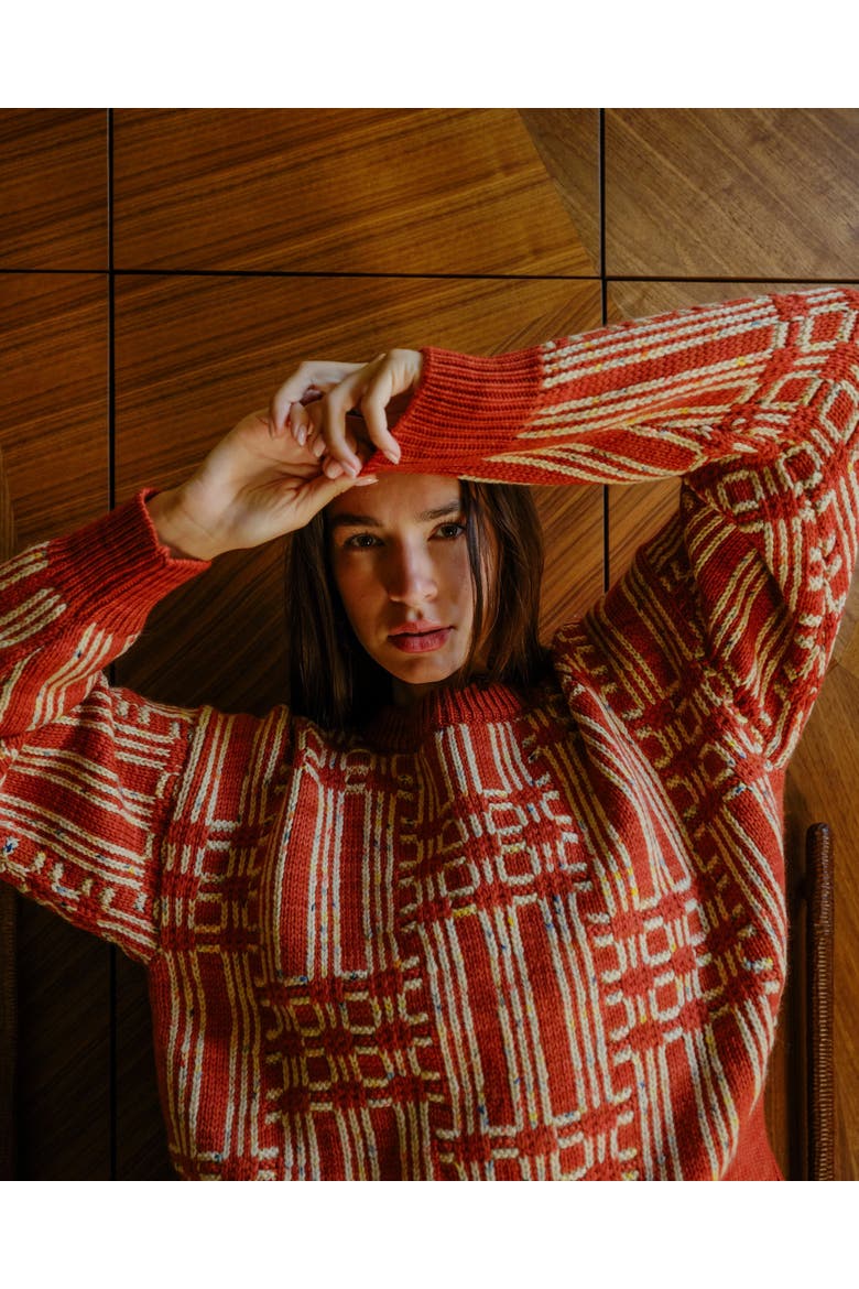 Passing Through Oversized Merino Sweater, Alternate, color, Brick