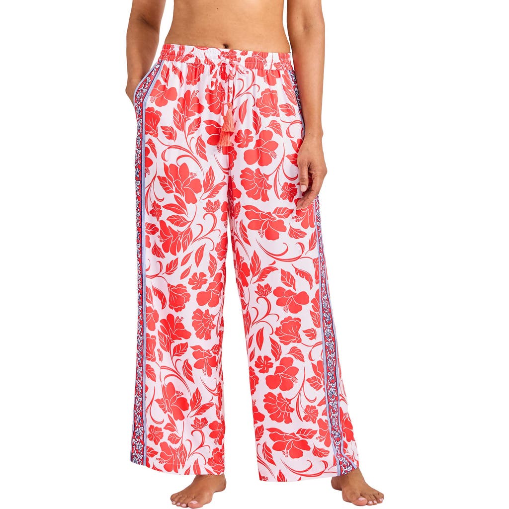 Tommy Bahama Fiori Border Cover-up Drawstring Pants In White