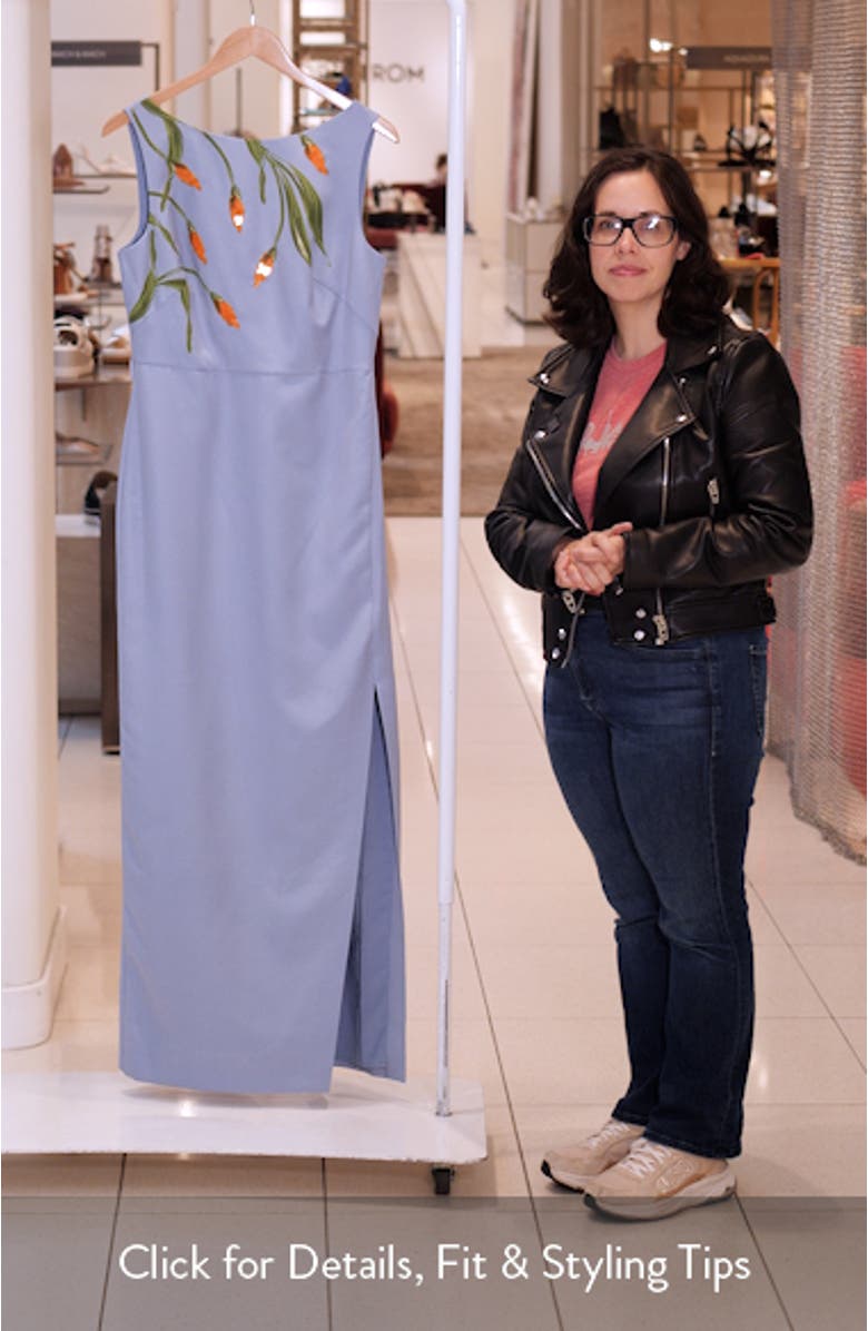 Ira Placed Paillette Floral Column Gown, sales video thumbnail