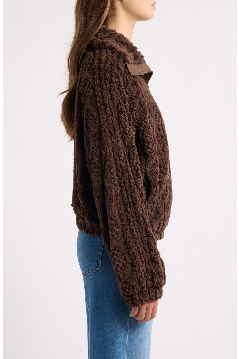 Cable Stitch Fleece Jacket, Alternate, color, BRACKEN