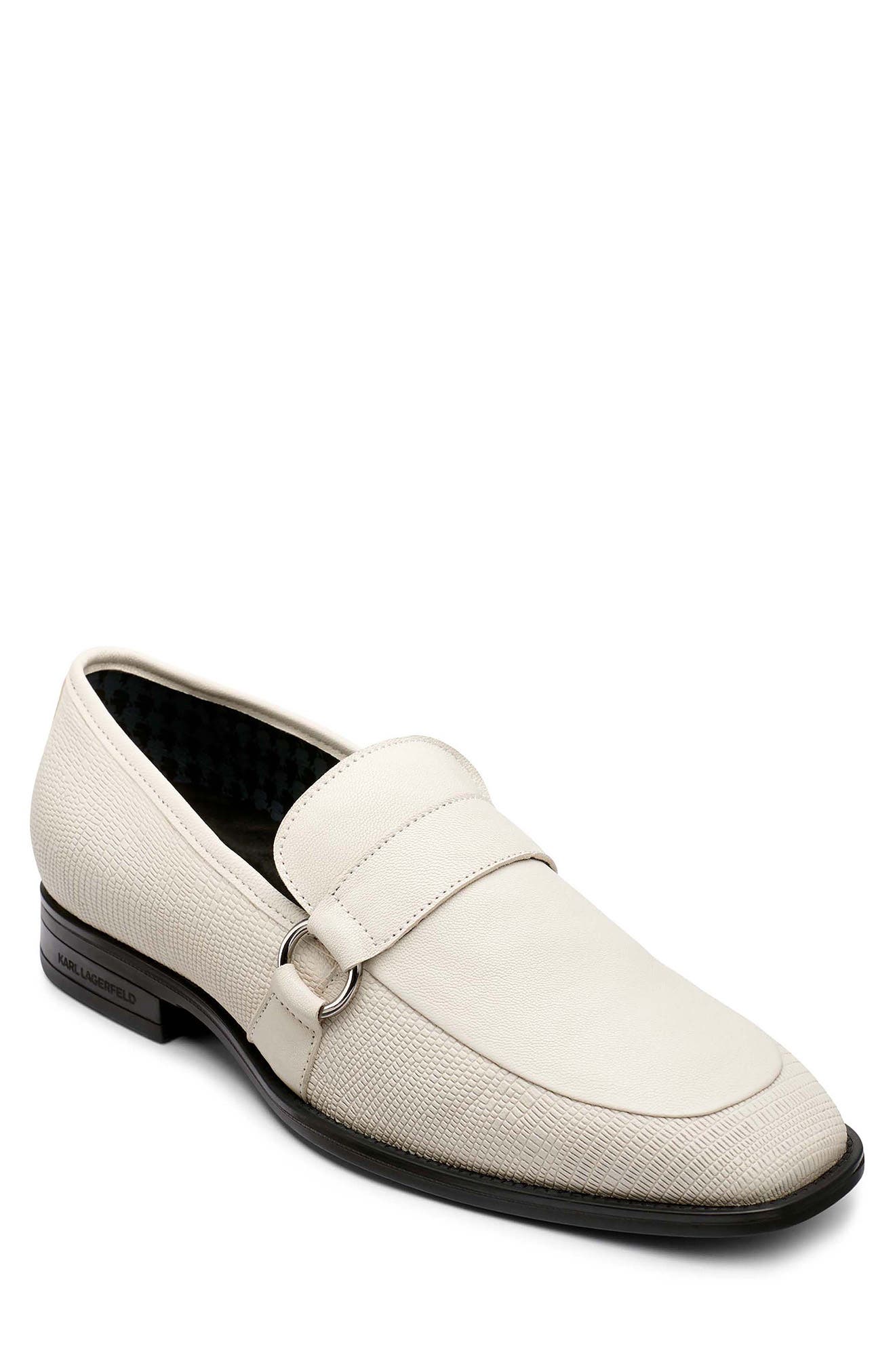 Embossed Leather Bit Loafer, Main, color, LIGHT GREY