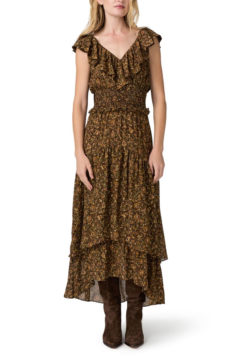 Kiana Silk Blend Hi-Low Dress, Main, color, HICKORY MULTI
