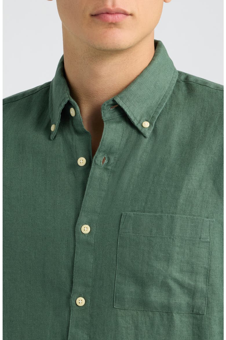 Playa Linen Button-Down Shirt, Alternate, color, PINE