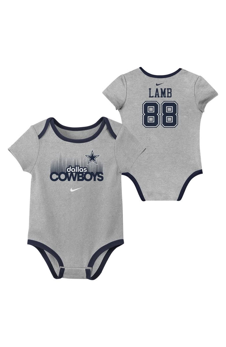 Nike Newborn & Infant Nike CeeDee Lamb Dallas Cowboys Name & Number 3-Pack Bodysuit Set, Alternate, color, Navy