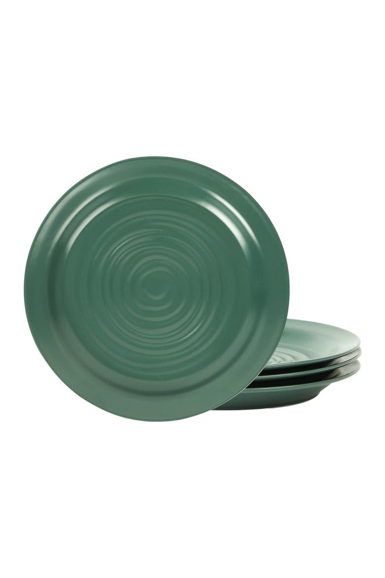Orbit Stoneware 4-Piece Dinner Plate Set, Main, color, Green