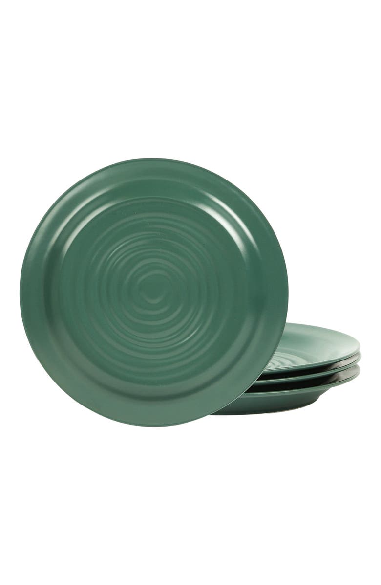 Stone Lain Orbit Stoneware 4-Piece Dinner Plate Set, Main, color, Green