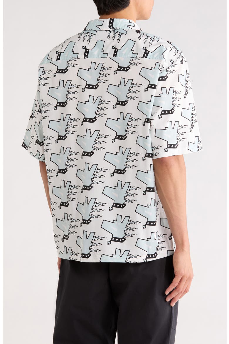 Eligino Graphic Print Cotton Camp Shirt, Alternate, color, WHITE