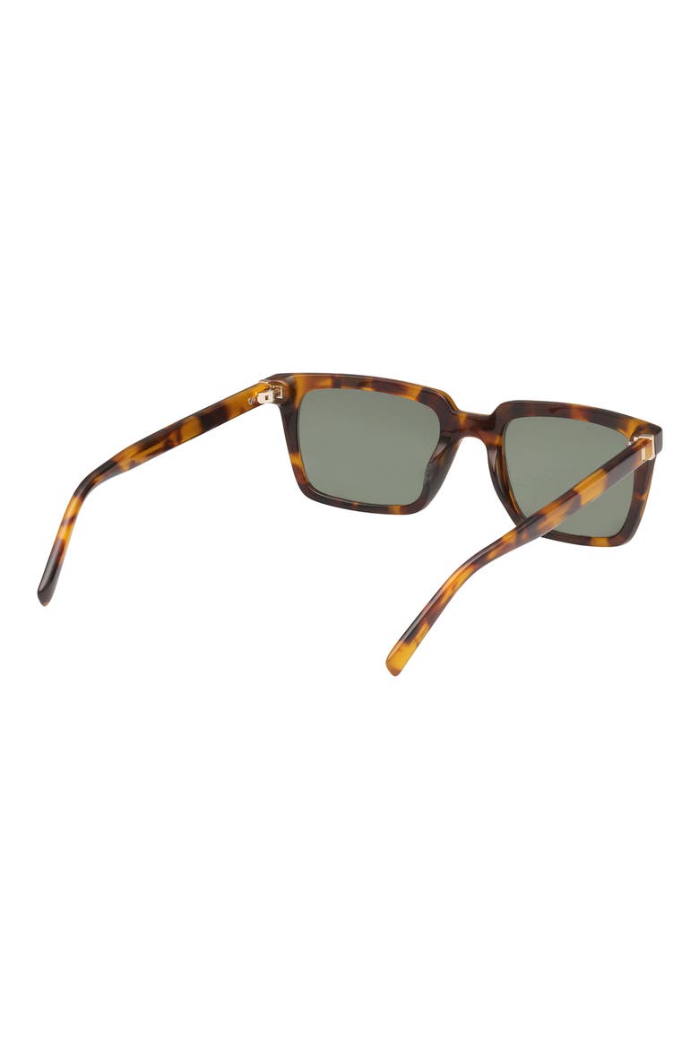52mm Rectangular Sunglasses, Alternate, color, DARK HAVANA / GREEN LENS