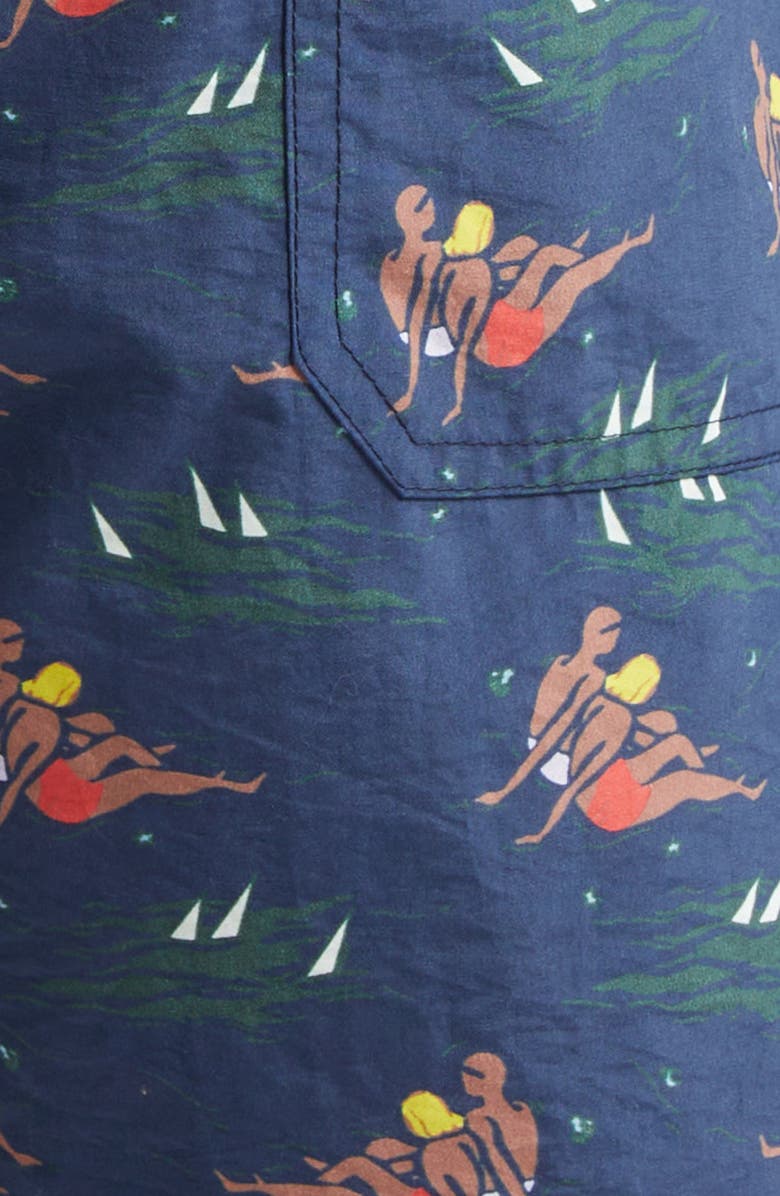 Drake's Bathers Print Drawstring Swim Trunks, Alternate, color, 251 Navy