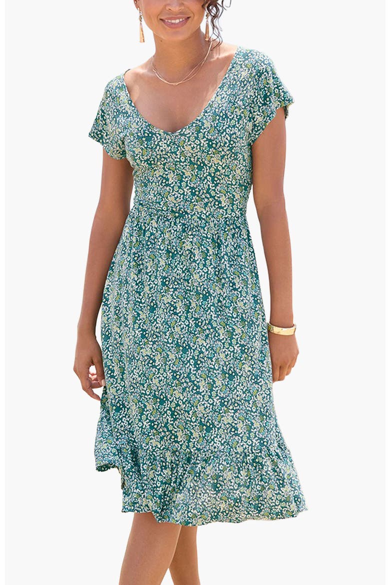 Women's V-Neck Flounce Dress, Main, color, Mint Printed