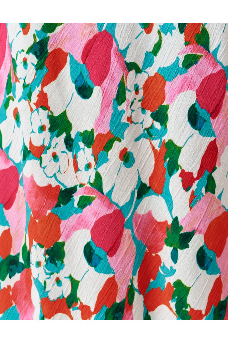 Kimmy Floral Frill Neck Crepe Midi Dress, Alternate, color, Pink Tulip