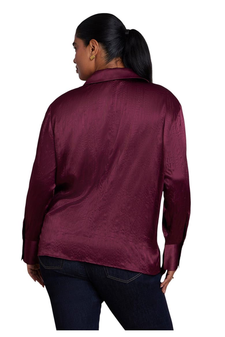 Double Breasted Satin Shirt (plus), Alternate, color, ZINFANDEL