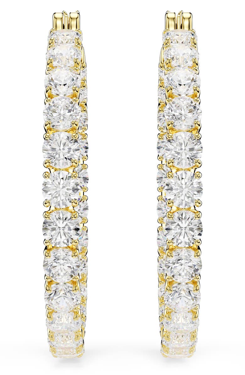 Swarovski Matrix Tennis Hoop Earrings, Alternate, color, Shiny White/ Gold