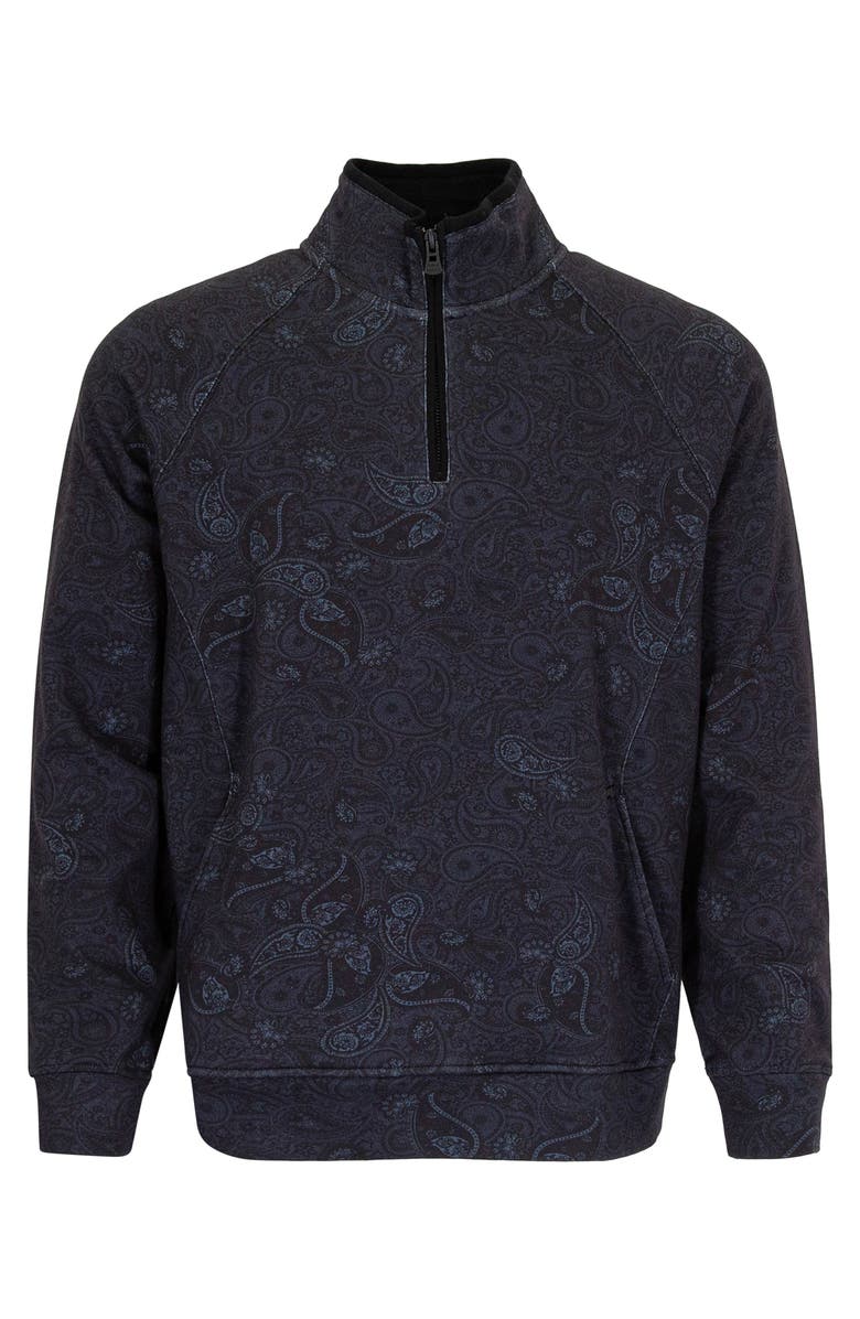 Lords of Harlech Craig Brushed Interlock Quarter Zip Pullover, Main, color, Montgat Paisley Black