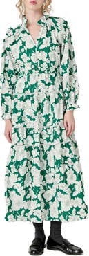 English Factory Floral Long Sleeve Cotton Tiered Maxi Dress