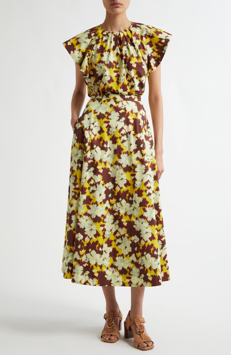 Ulla Johnson Rumi Print Flutter Sleeve Top, Alternate, color, Acacia