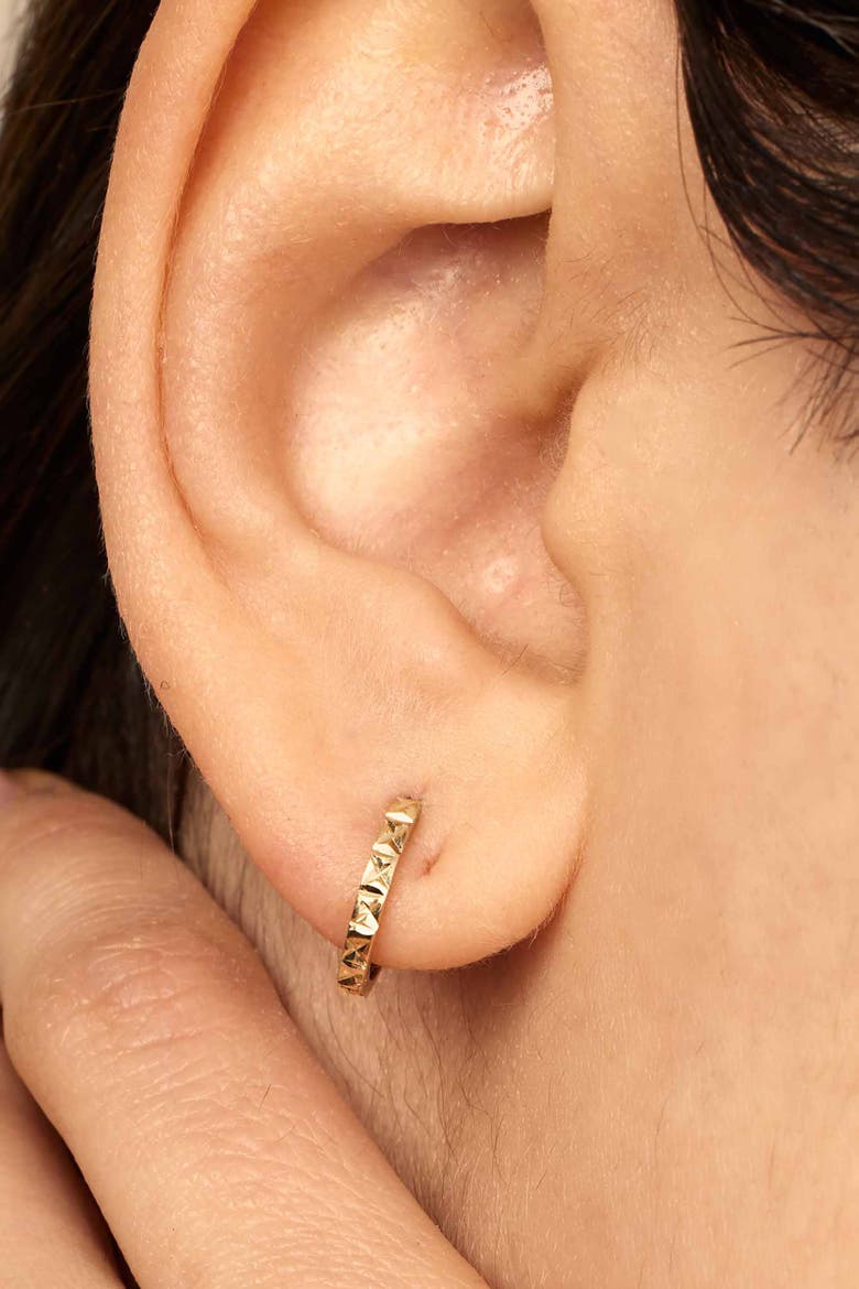 14K Yellow Gold Celebration Mini Hoops, Alternate, color, Yellow Gold