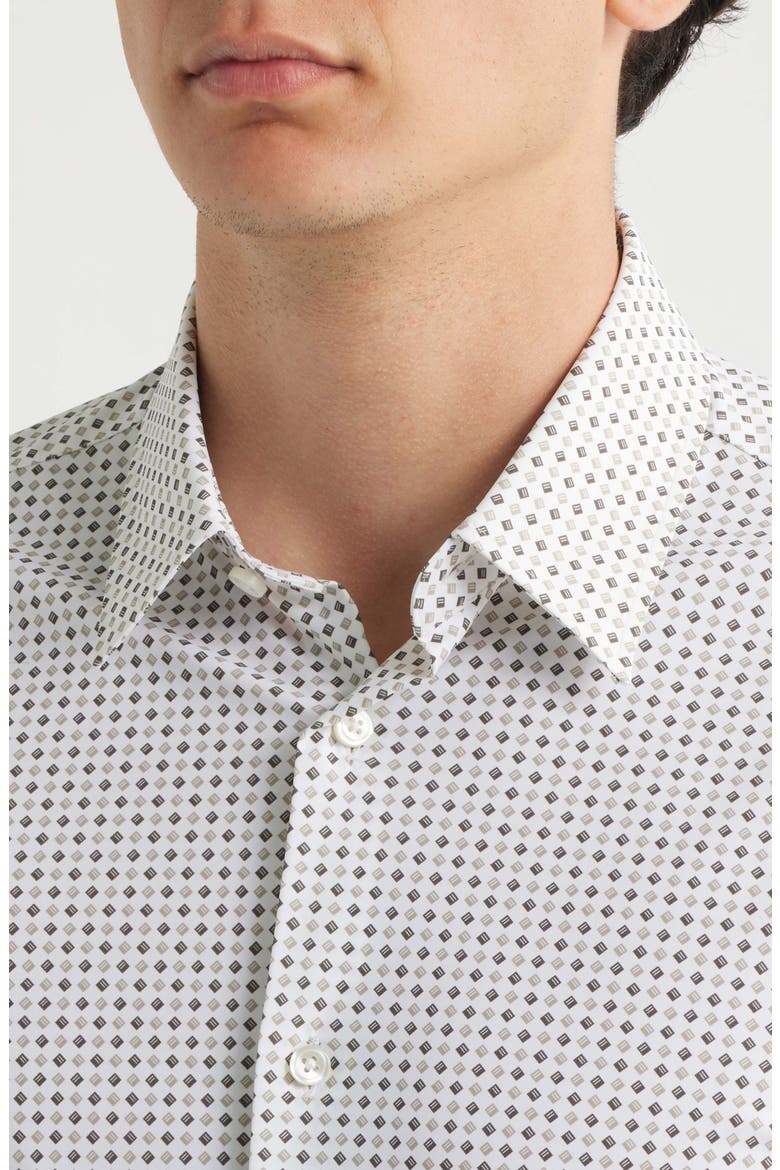 Roan Kent Slim Fit Short Sleeve Performance Button-Up Shirt, Alternate, color, WHITE/ GREEN